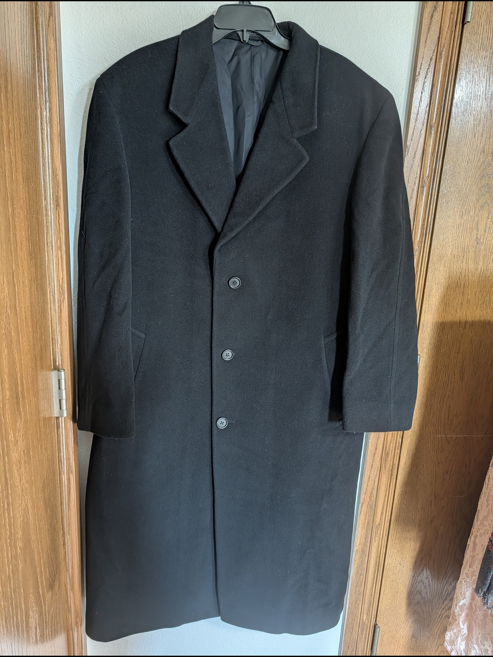 Spiegel Black Men's Wool Pea Coat - Classic Single-Breasted Style size 42R